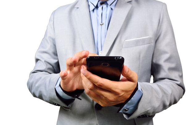 homem de negócios usando telefone inteligente móvel
 - Foto, Imagem