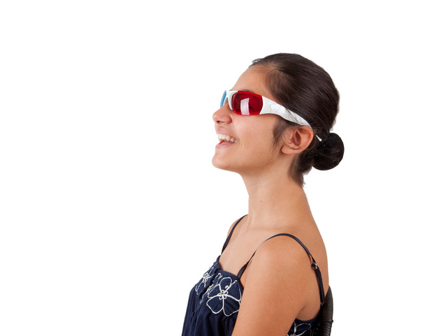 Meisje met driedimensionale brillen - Foto, afbeelding