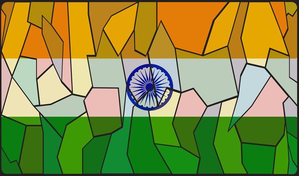 Bandera de la India vidrieras
 - Vector, Imagen