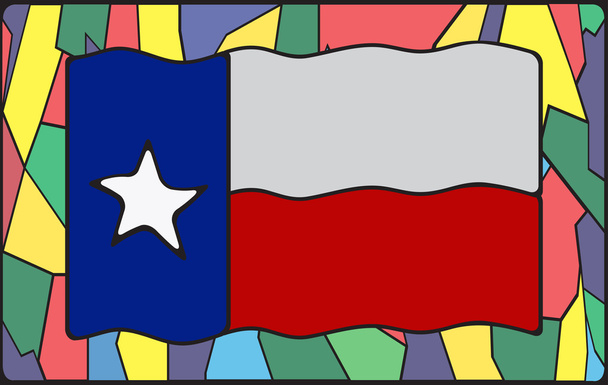texas flagge auf buntem glas - Vektor, Bild