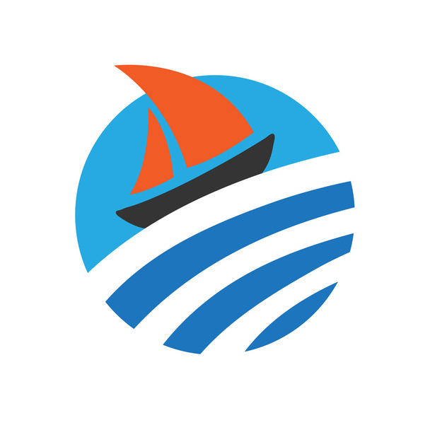 Sailing boat on the water, logo - Vektor, Bild