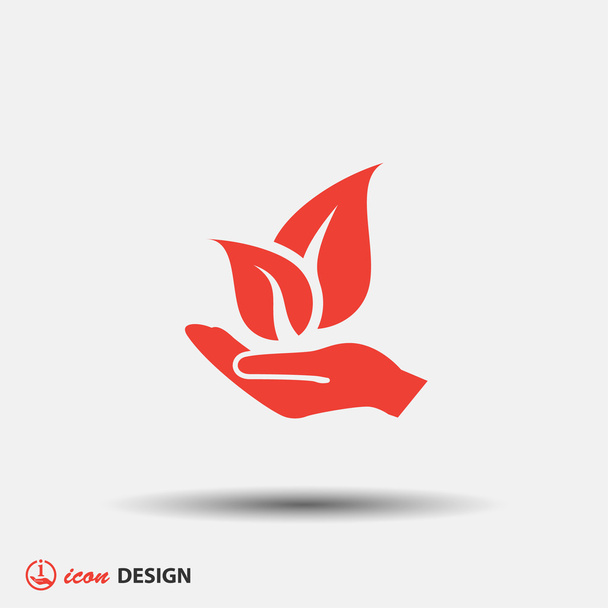 Leaves on hand icon - Vecteur, image