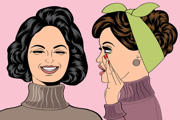 pop art retro women in comics style that gossip - Vector, Image