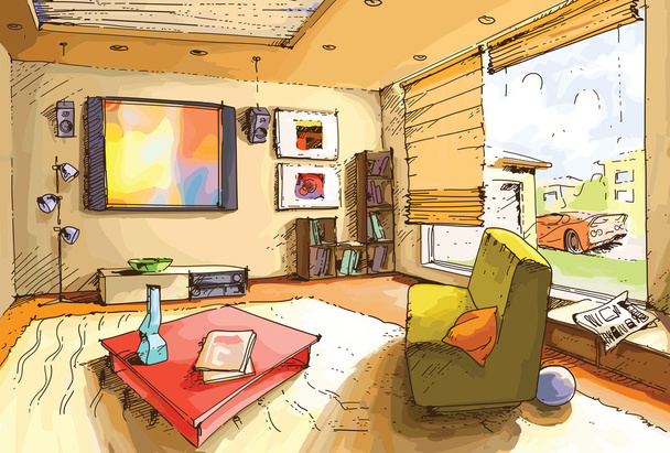 Light living room. - Vector, Image