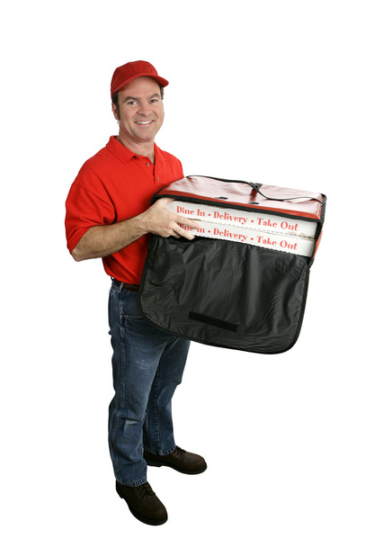 Pizza Delivery Full Body Isolated - Foto, imagen