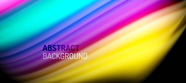 Rainbow color wave lines on black. Techno or business abstract background for posters, covers, banners, brochures, websites - Vector, Image
