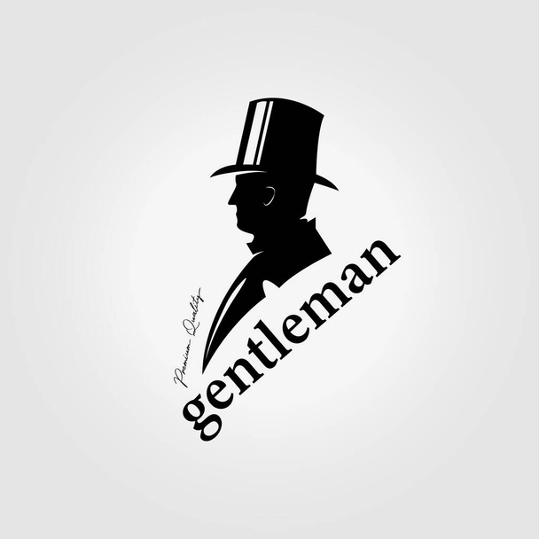 ビジネスマンのベクトルヴィンテージのロゴ,億万長者のイラストデザイン,紳士のアイコンレトロ - ベクター画像