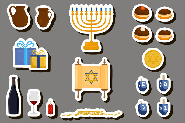 Bela ilustração de cor sobre o tema de celebrar feriado anual Hanukkah - Vetor, Imagem