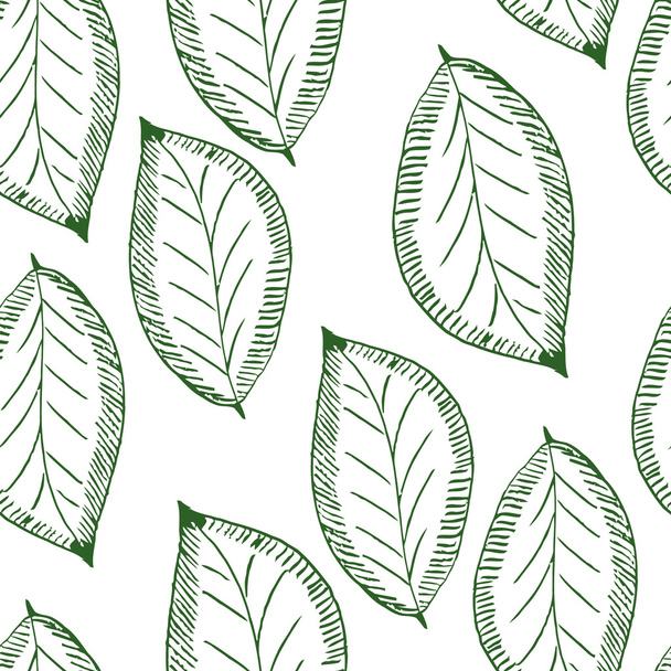 Seamless pattern with leaves plants - Vektör, Görsel