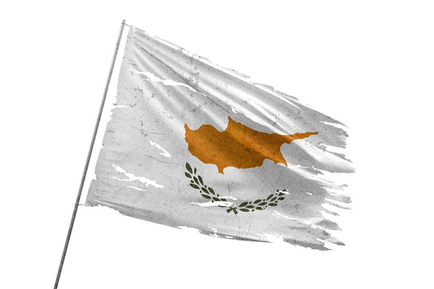 Chipre rasgó la bandera sobre fondo transparente. - Foto, Imagen