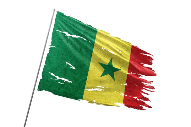 Senegal zerrissene Flagge auf transparentem Hintergrund. - Foto, Bild