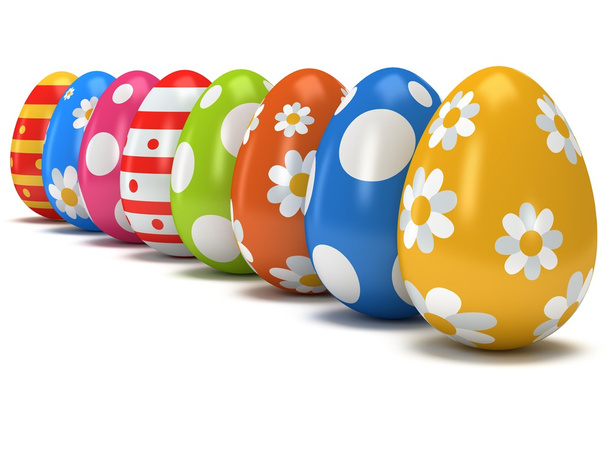 fila de huevos de Pascua en blanco
 - Foto, Imagen