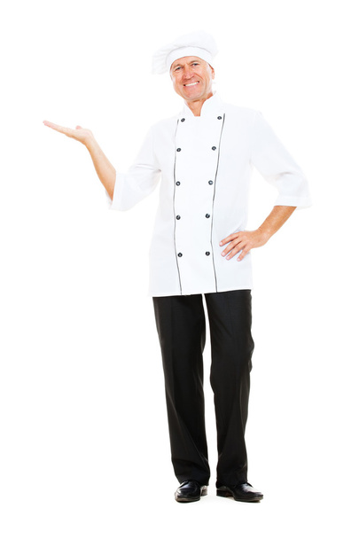Chef holding something on his palm - Фото, изображение