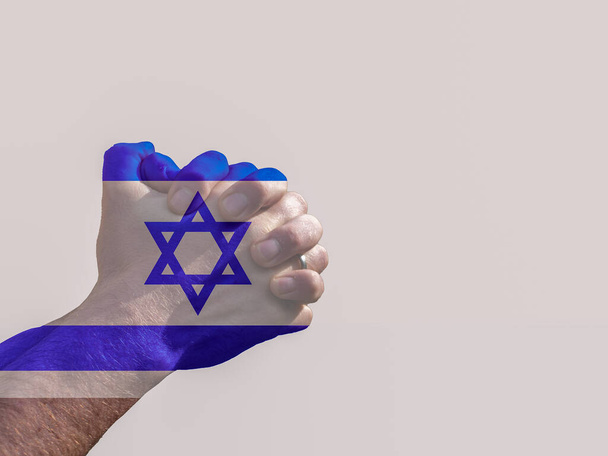 Mano israelí con símbolo de la bandera de la paz - Foto, imagen