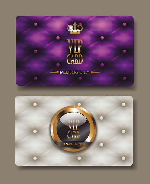 VIP vintage empire style cards with leather texture - Vector, Image