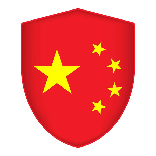 Čínská vlajka ve tvaru štítu. Vektorová ilustrace. - Vektor, obrázek