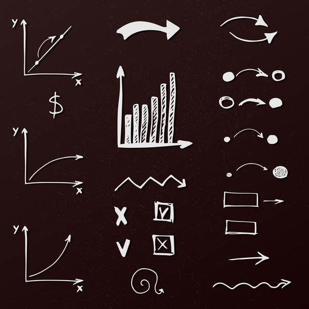 Set of business arrow doodles - Vector, imagen