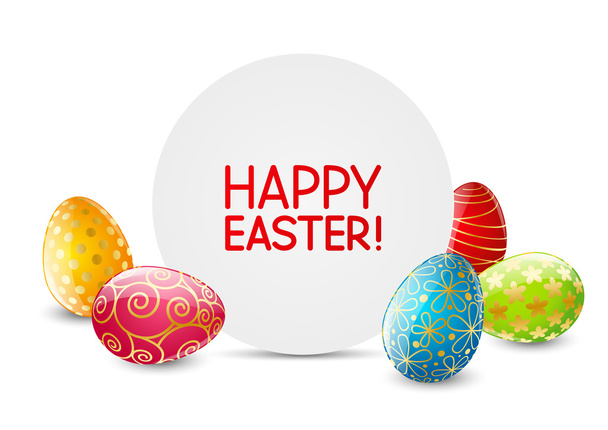 Easter card with color eggs - Vector, imagen