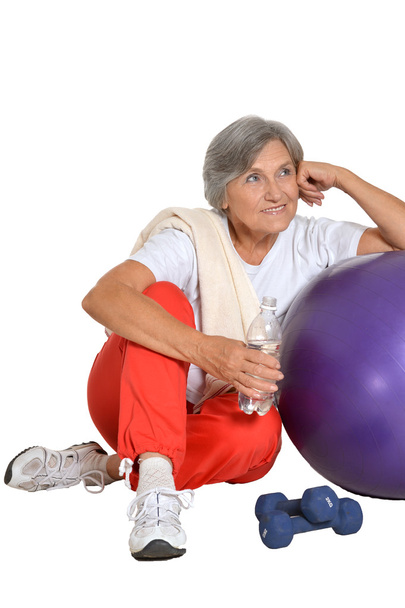 Senior woman after exercising - Foto, Bild