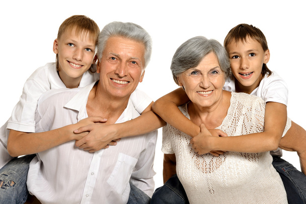 Happy grandparents and  grandchildren - Zdjęcie, obraz