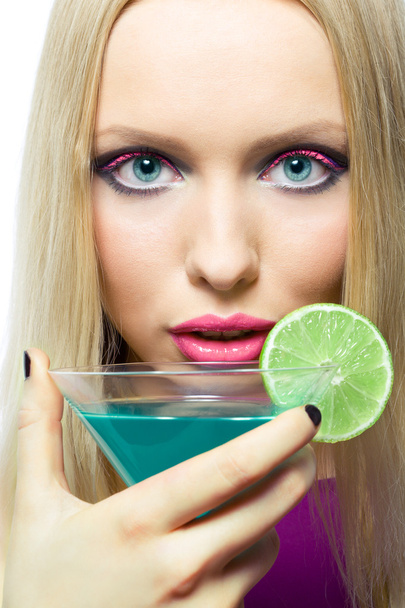 Blonde with cocktail - 写真・画像