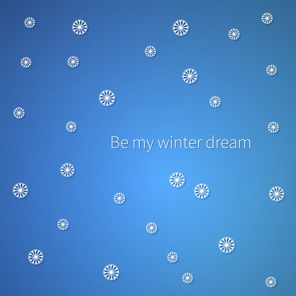 Blue card with white snowflakes - Vector, imagen
