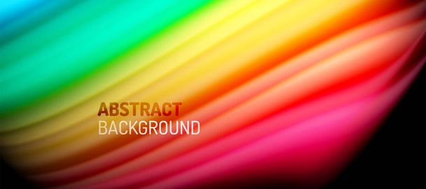 Rainbow color wave lines on black. Techno or business abstract background for posters, covers, banners, brochures, websites - Vector, Image