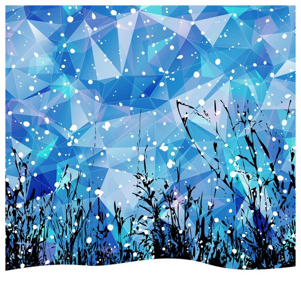 Silhouette of grass on blue triangles - Vetor, Imagem