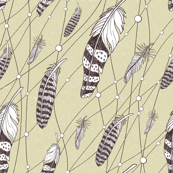 Pattern with feathers - Vector, Image