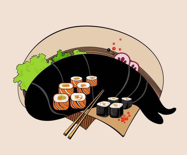 Illustration von Sushi-Rollen. - Vektor, Bild