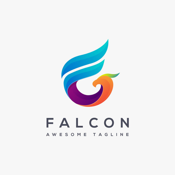 Falcon için F harfi logosu, yaratıcı şahin logosu ilhamı - Vektör, Görsel