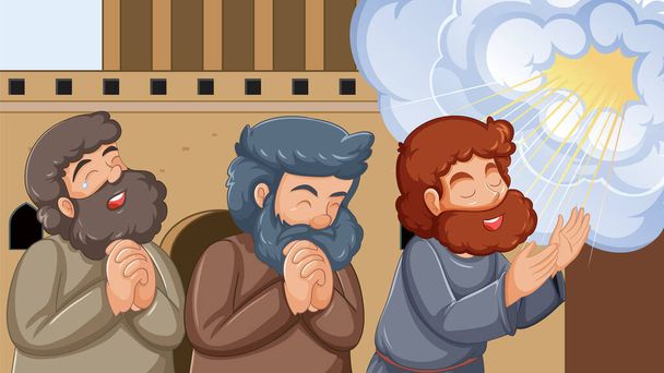 Dorpelingen tonen eerbied voor God in een bijbels verhaal - Vector, afbeelding