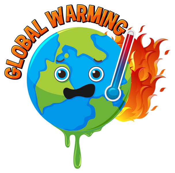 Illusztráció a globális felmelegedés Föld hőmérsékletére gyakorolt hatásáról - Vektor, kép