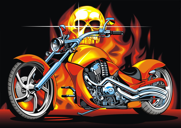 motorbike and human skull  - Vector, Image