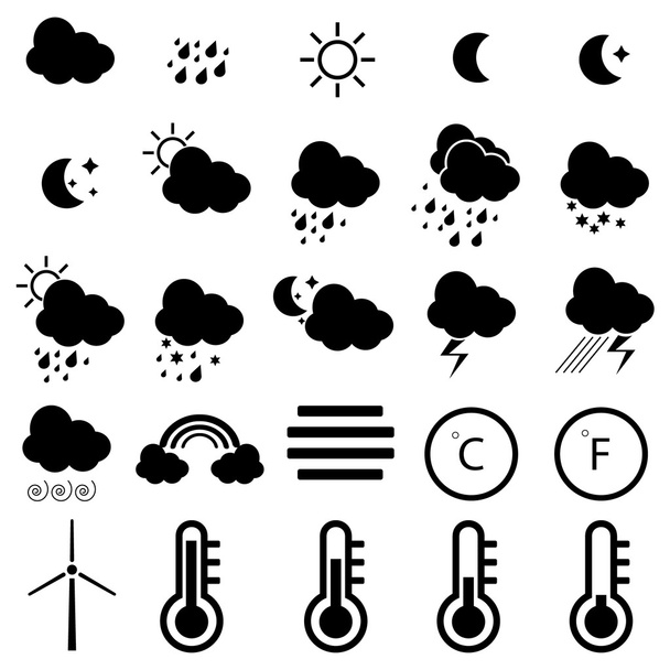Conjunto de iconos meteorológicos - Vector, imagen