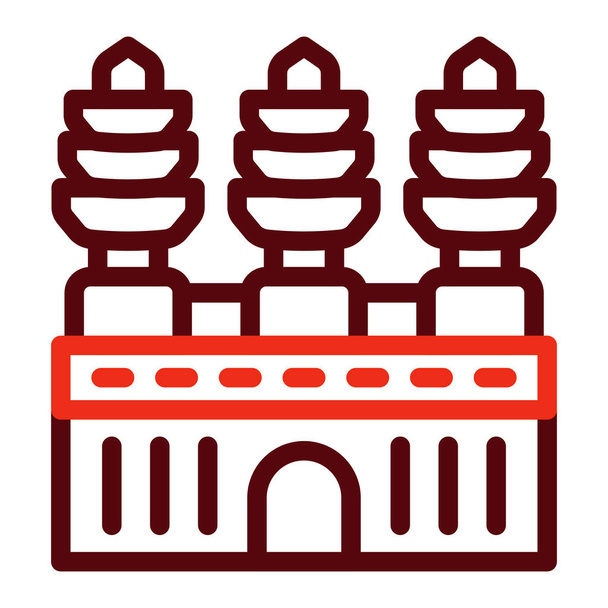 Icone spesse di colore della linea due del vettore di Angkor Wat per uso personale e commerciale - Vettoriali, immagini