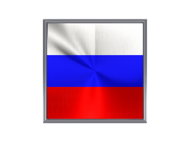 Square metal button with flag of russia - Photo, Image
