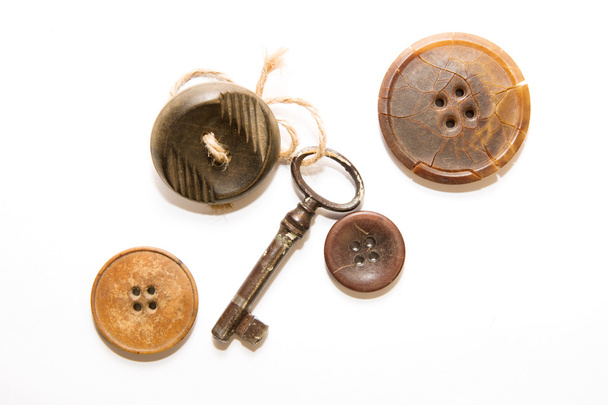 Un montón de botón vintage, llave vieja con afecto por él un botón
 - Foto, Imagen