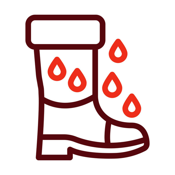 Rain Boots Vector Thick Line Two Color Icons For Personal And Commercial Use - Vector, Image