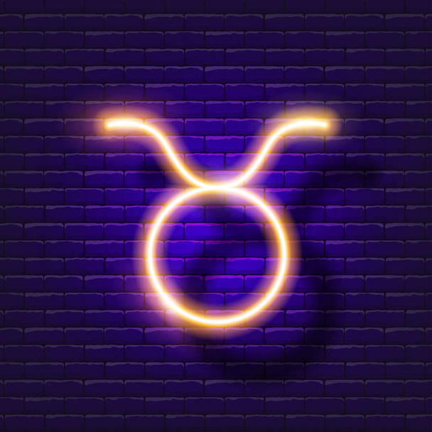 Taurus Zodiac podepsat neonovou ikonu. Astrologické znamení zvěrokruhu zářící symbol. - Vektor, obrázek
