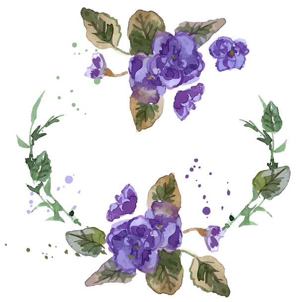 Watercolor Violet Flowers - ベクター画像