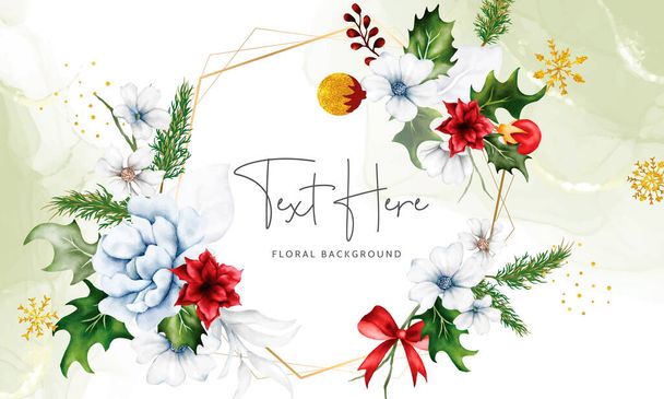 hermoso fondo floral y adorno de Navidad - Vector, Imagen