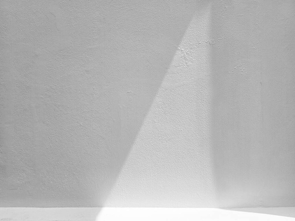 White Stucco Shelf and Wall with Natural Light and Shadow Background. - Photo, Image