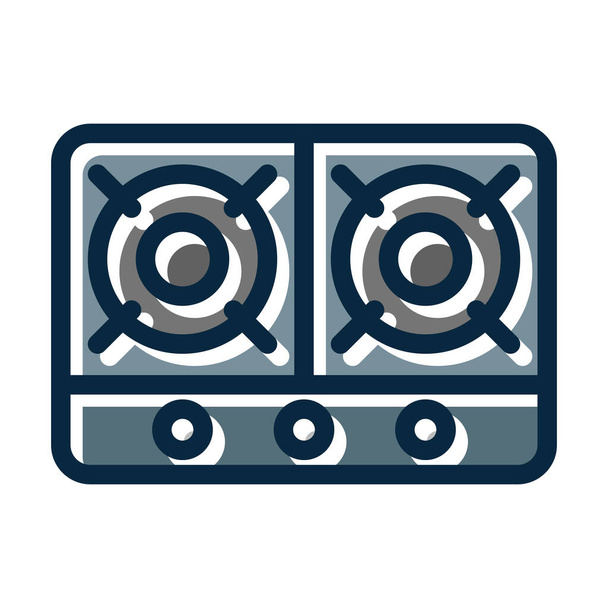 Cooking Stove Vector Thick Line Filled Dark Colors Icons For Personal And Commercial Use - Vector, Image