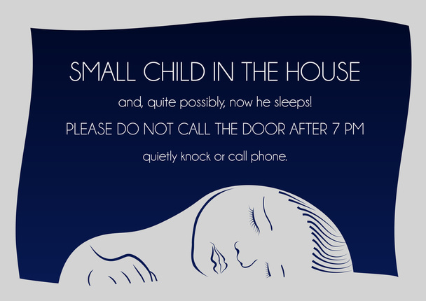 Обратите внимание, что спит маленький ребенок
 - Вектор,изображение