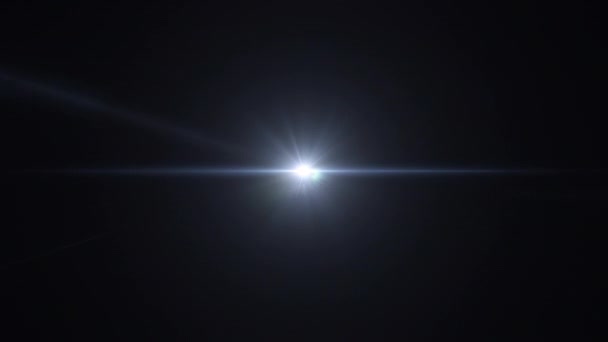 Loop centro cintilação brilho centro branco azul estrela raios luzes lentes ópticas brilhar braço longo animação arte no fundo preto abstrato. Canal alfa isolado Quicktime Proress444 - Filmagem, Vídeo