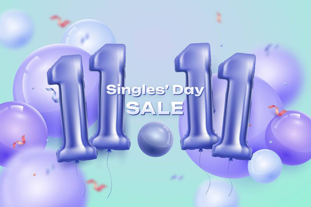 ρεαλιστικό κείμενο 11 11 singles ημέρα πωλήσεων σχεδιασμό διανυσματική απεικόνιση - Διάνυσμα, εικόνα