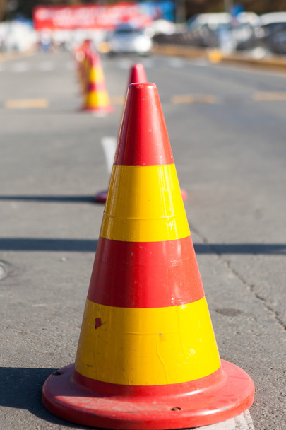 protection cones of a site of the road - Foto, afbeelding