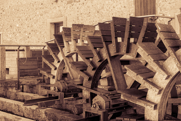 Effect vintage. Mill,shovel by wood - Photo, Image