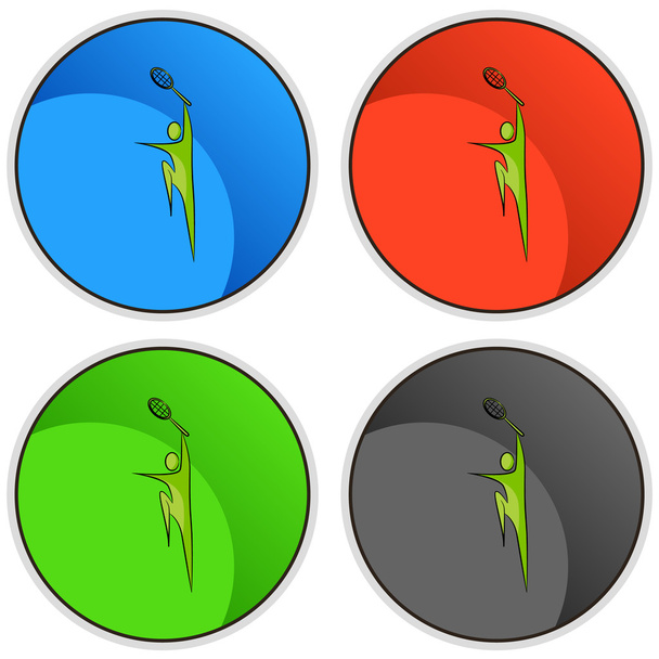 Tennis Player Icon Set Button - Vektor, kép